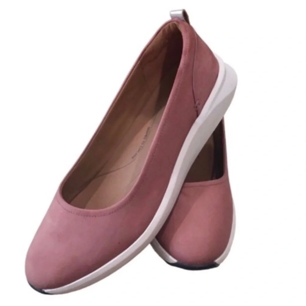 Clarks Leather Rose Nubuck Wedge Slip On Shoes 10